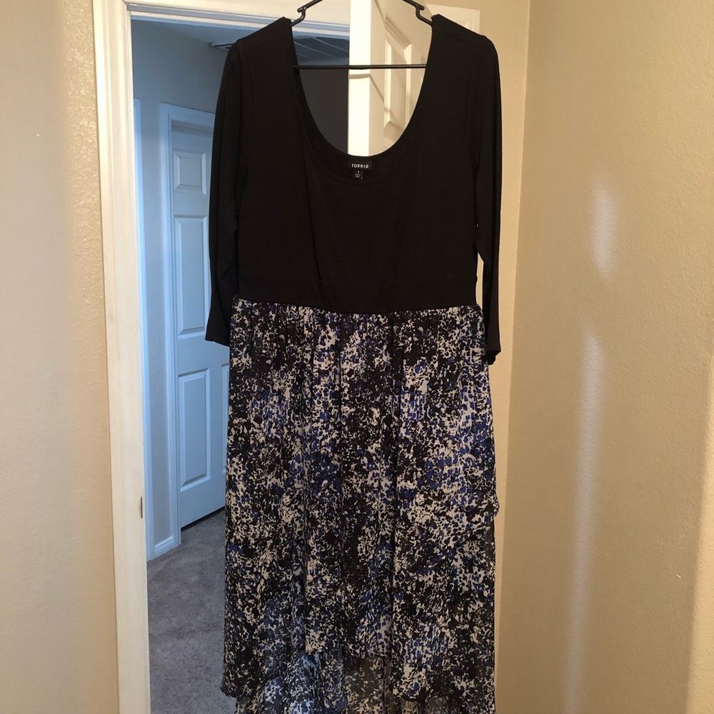High low 3/4 sleeve dress